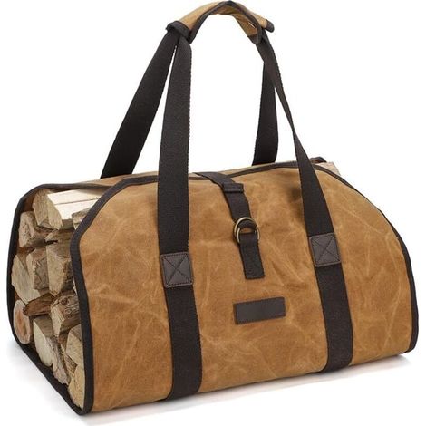 Sac de transport de bûches en toile cirée, grand format, pour chauffage, sac de rangement pour bûches de cheminée, porte-bûches pour l'extérieur (1/5)