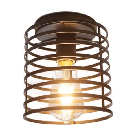 Rétro industriel semi-plafonnier lustre forme base noire applique (sans ampoule) (1/5)