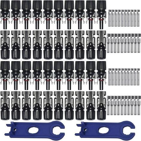 20 Paires Connecteur MC4 Solaire Photovoltaïque,Connecteur PV Mâle/Femelle, Double Anneaux Joint étanche, pour Photovoltaïque Panneau Solaire Cable Accessoires (1/5)