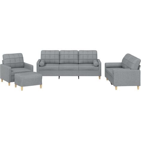 Maison Exclusive - Set Divani 4 pz con Cuscini Grigio Chiaro in Tessuto (1/5)