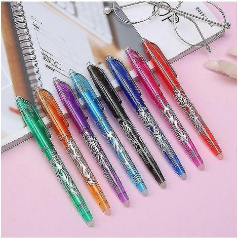 Lot de 8 stylos à gel effaçables, stylos à bille 0,5 mm pour la prise de notes, les carnets et les agendas (8 couleurs) (1/5)