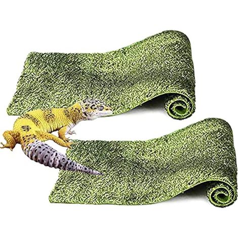 Lot de 2 tapis en polaire pour cage de reptile, gazon artificiel, revêtement de terrarium pour reptiles, dragon barbu, gecko, caméléon, lézard, araignée, grenouille (1/5)