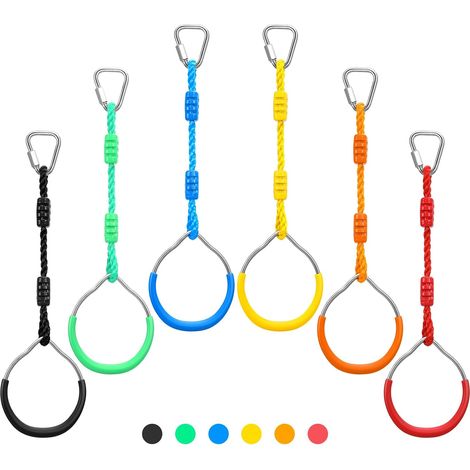 Set of 6 Trapezoid Outdoor Hanging Obstacles Kit for Children Outdoor Gantry Slide (1/5)