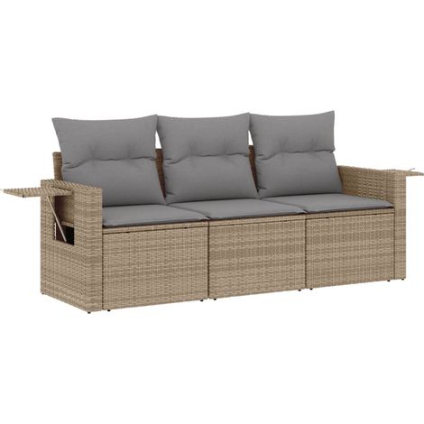 Maison Exclusive - Juego de sofás de jardín con cojines beige 3 p (1/5)