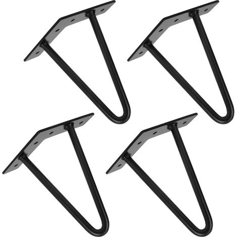 Lot de 4 Pieds de Table Basse Industrielle, Pied Épingle 15cm/ 6in, Hairpin Legs Support de Table en Fer Forge, Pied de Meuble Métal Noir (1/5)