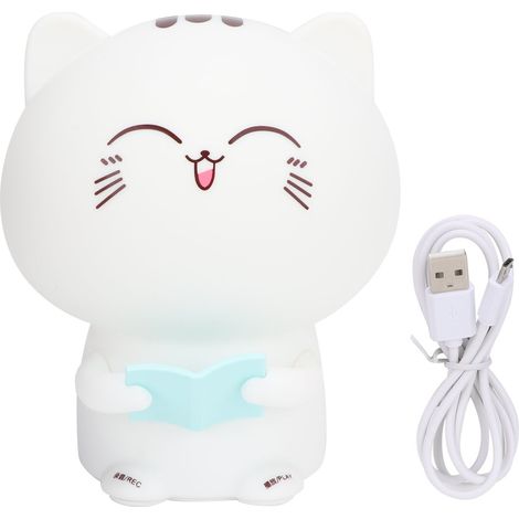 Lampe LED rechargeable USB silicone chat coloré mignon veilleuse pour chambre à coucher (Bleu) (1/5)