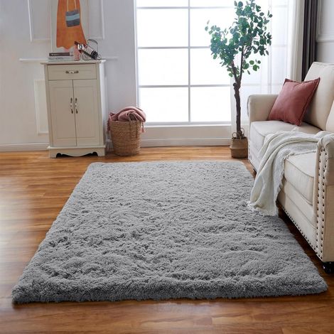 Tapis doux et moelleux pour salon, chambre, bureau, 160x230cm gris (1/5)