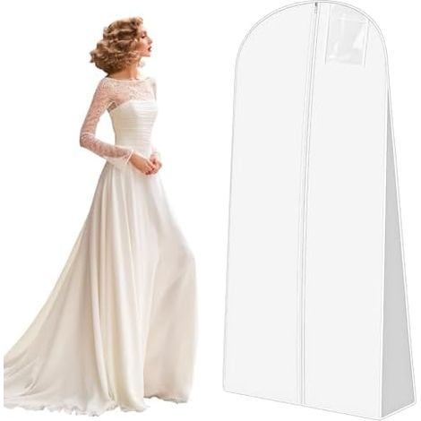 1 Pièces Housse Robe de Mariée,180x60cm Housse Robe Longue,Sac de Vêtements avec Fermeture éclair, Adapté aux Robes de Mariée, Robes, Manteaux, Manteaux longs, etc (1/5)