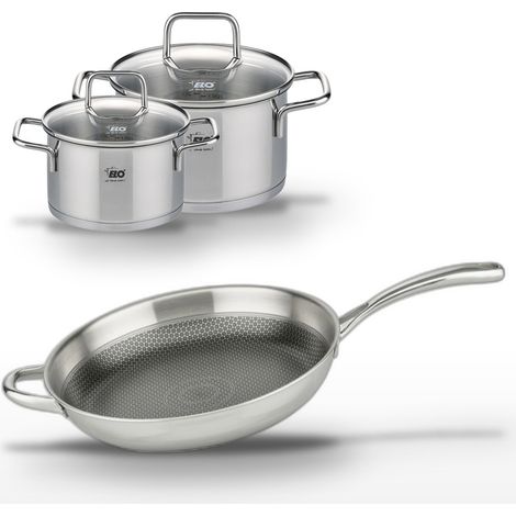 Lot Poêle 32cm & 2 Faitouts 16/20cm Elo Relief Evolution (1/5)
