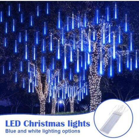 Lichterkette „Meteorschauer“, 8 Röhren à 30 cm, wasserdichte LED-Lichterkette für Weihnachten, Hochzeiten, Zuhause, Baum, Garten – BLAU (1/5)