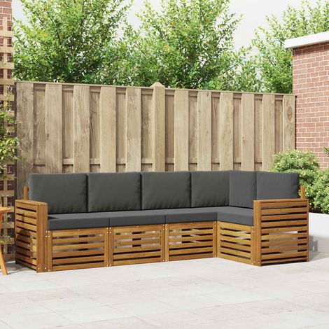 Ecksofa Set 5 pcs Natur und Anthrazit Massivholz Akazie (1/5)