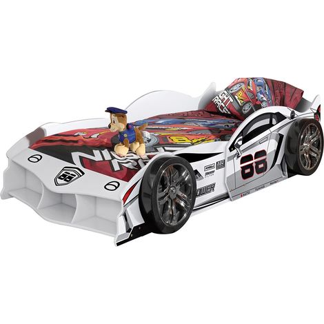Lit Enfant Voiture "Carbeds" 90x200cm Blanc (1/3)