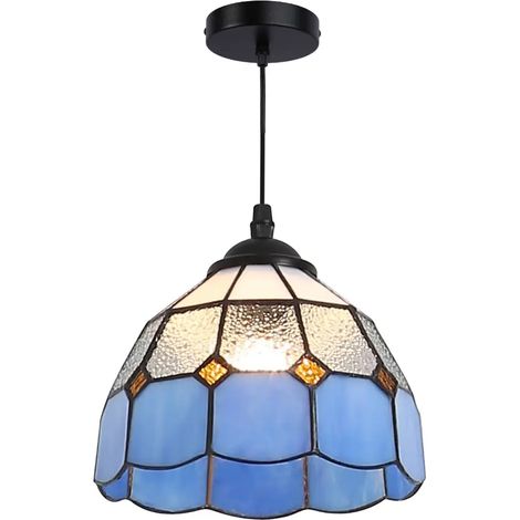 Plafonnier mosaïque en verre bleu, E27 Ø20 cm (1/5)