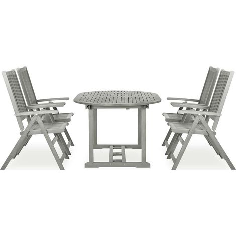 Maison Exclusive - Set da pranzo da giardino 5 pz (150-200)x100 cm grigio (1/5)