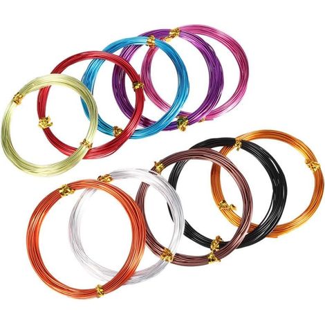 10 Pièces Fil D'aluminium Coloré 1mm 5m pour Bricolage et Fabrication de Bonsaï, Fil Métallique Flexible pour Suspendre Petits Objets et Création Artistique (1/5)
