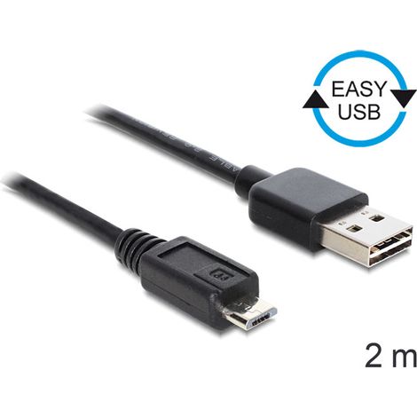 Delock cable easy-usb 2.0-a male  usb 2.0 micro-b male 2 m