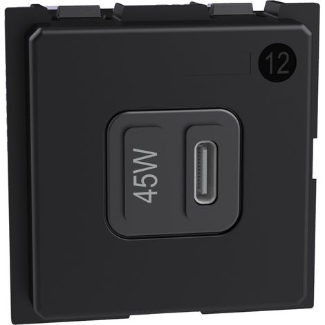 Living Now prise USB Type C 45W Power Delivery -100 240V 2 modules BTICINO BTK4294C