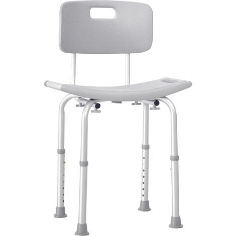 Duschstuhl, ergonomischer Duschsitz, höhenverstellbar, rutschfeste Füße, max. Belastbarkeit 136 kg, Aluminium, HDPE, Grau (1/5)