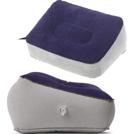 Lot de 2 coussins gonflables pour repos, jambes, repose pied, pour l'extérieur, les voyages, gris, bleu et gris (1/5)
