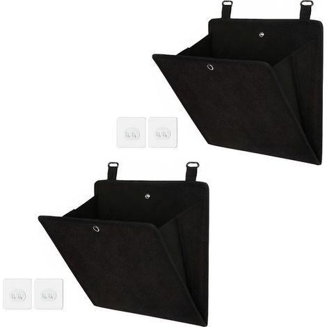 Lot de 2 sacs de rangement de porte pour chaussures, sac de rangement suspendu, multifonctionnel pour chaussures, chapeaux, accessoires, tissu Oxford, noir (26,5 x 27,5 cm) (1/5)