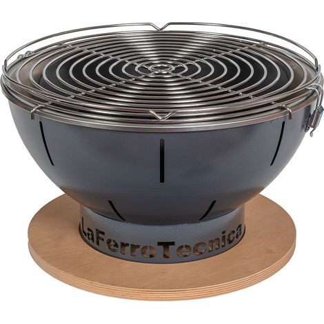 Barbecue a Carbonella Ø41x25 cm Smile in Acciaio Grigio Martellato (1/4)