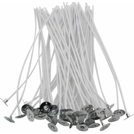 Kit de 50 mèches de bougies en coton pré-ciré pour la fabrication de bougies maison, mèches de 20 cm, durables et faciles à utiliser (1/4)