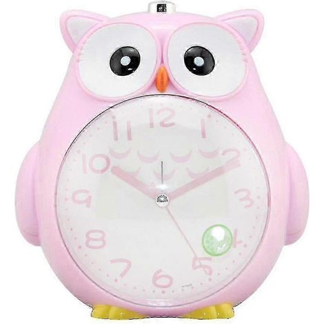 Veilleuse silencieuse à balayage hibou mignon, réveil bicolore pour enfants et étudiants - Rose (1/5)