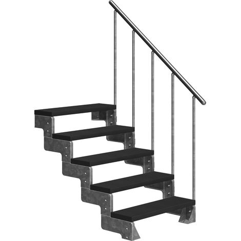 Dolle Außentreppe Gardentop 90-110cm Geschosshöhe mit Trimax anthrazit 100cm breit mit Geländer