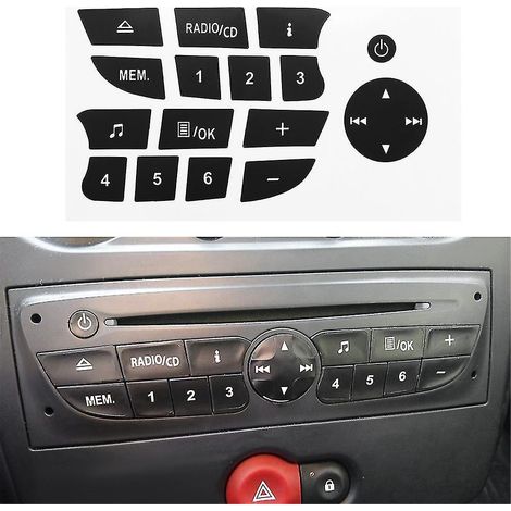 Autocollants de réparation pour boutons de voiture, autoradio CD, autocollants de réparation pour boutons audio Twingo, Renault Clio et Megane 2009-2011 Johx-- (1/5)