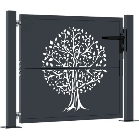 Garden Gate Anthracite 100x75 cm Steel Tree Design vidaXL