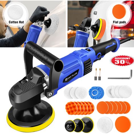 Dayplus – Polisseuse professionnelle 5000W – 6 vitesses de 2800 à 5800 tr/min – Kit complet 22 accessoires – Pour polissage voiture, meubles, bateaux