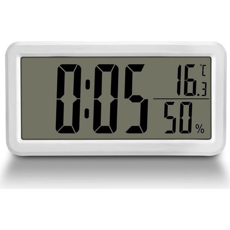 Horloge murale numérique à piles avec grands chiffres, affichage de la température et de l'heure, idéale pour le bureau, le salon et la chambre. (1/5)