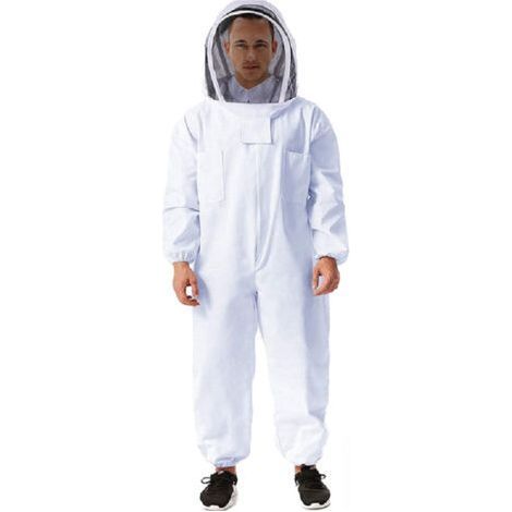 Costume d'abeille professionnel, confortable et respirant, blanc, Double face, grande poche, tenue pour apiculteur XXL (1/5)