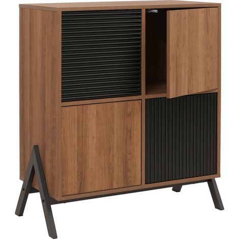 Comò HHG-996, armadio credenza highboard con ante e scomparti, MDF metallo melamina 94x79x40 cm, naturale