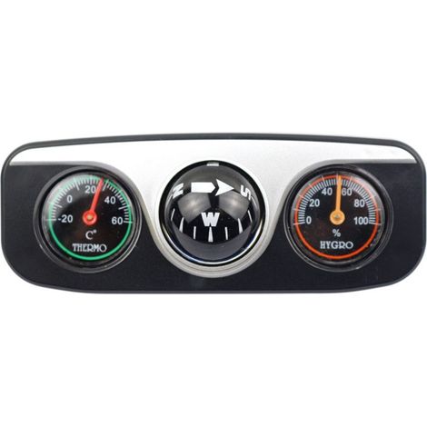 Boussole De Voiture 3 En 1 Avec Thermomètre Et Support Ventouse Pour Tableau De Bord - Accessoire Automobile Universel (1/5)