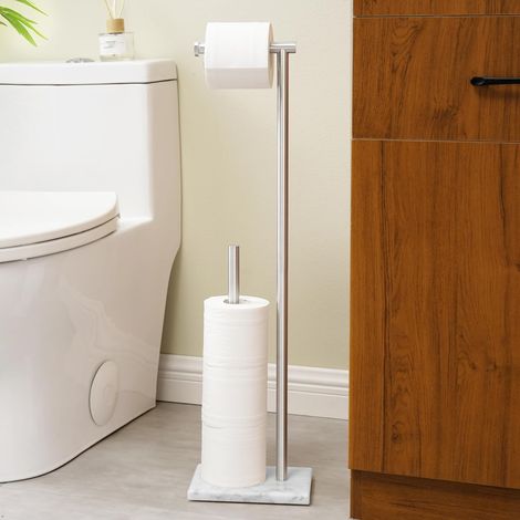 Porte Papier Toilette sur Pied Distributeur Papier Toilette Marbre Support Papier Toilette Acier Inoxydable SUS304 Porte Rouleau Brossé, BPH288-2 (1/5)