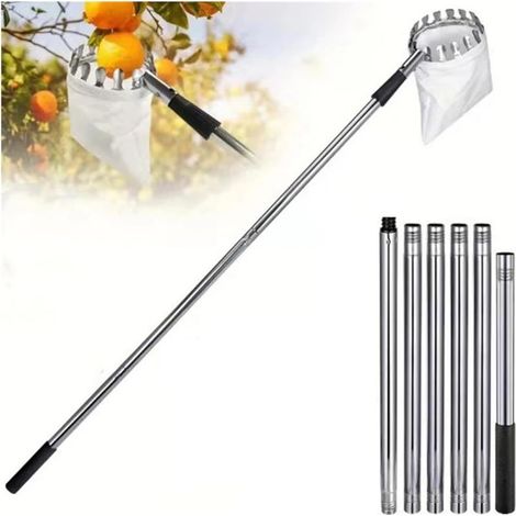 Cueille-fruits télescopique, machine à cueillir les fruits, tige de coupe en acier inoxydable, outil de jardinage pour verger et ferme (2,4 m) (1/5)