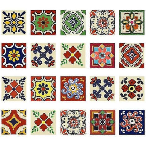 20 pièces de mosaïque murale autocollante à faire soi-même, motif taille, décoration de cuisine-C 10x10cm