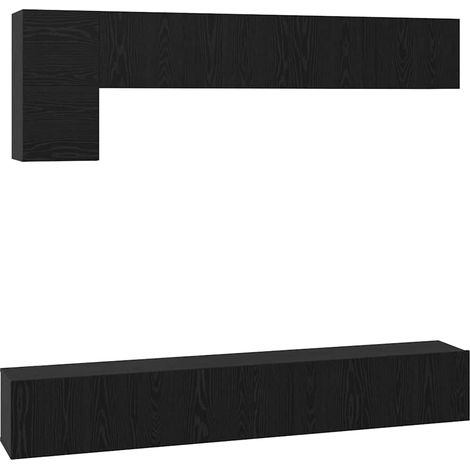 Ensemble meuble TV  Banc TV  Armoire TV 5 pcs Chêne noir Bois d'ingénierie (1/5)