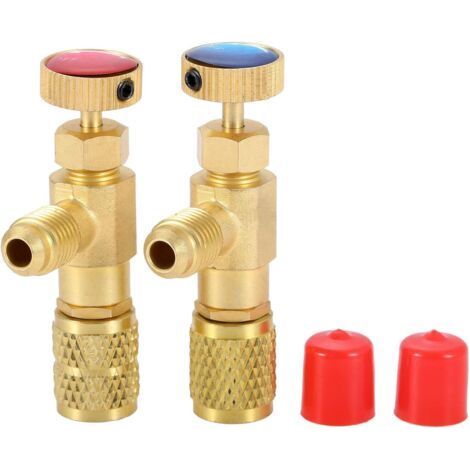 BUNTHAUS Vanne de charge de réfrigérant R12 R410, R12 R22 - 1/4\" mâle vers 1/4\" femelle, R410 - 1/4\" mâle vers 5/16\" femelle, adaptateur de sécurité pour vanne à boisseau sphérique de régulation d (1/3)