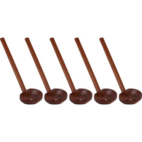 Cuillères en bois japonaises style écaille de tortue, manche robuste et finition polie à la main, idéales pour usage professionnel ou cadeaux, avec trou de suspension. (1/5)