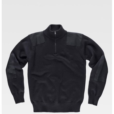 Jersey sport de algodón de cuello alto en punto grueso WORKTEAM S5502 L Negro (1/2)