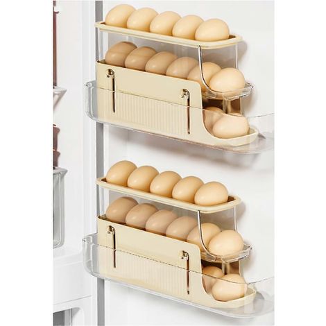 Porte-œufs pliable à 3 niveaux, porte-œufs roulant gris -- (1/5)