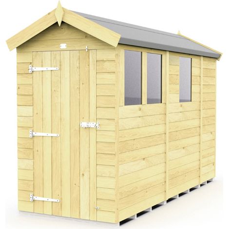 4 x 9 Feet Apex Shed - Single Door With Windows - Wood - L272 x W118 x H217 cm