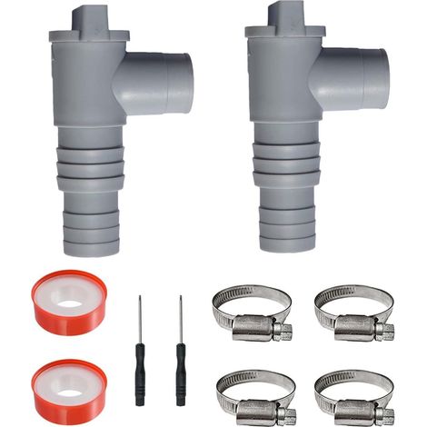 2 x Swimming Pool Hose Adapter, Pool Maintenance Accessories 32 mm, Pool Stop Valve, Shut-Off Valve for Pool Hose Connection, with 4 Clamps (1/5)