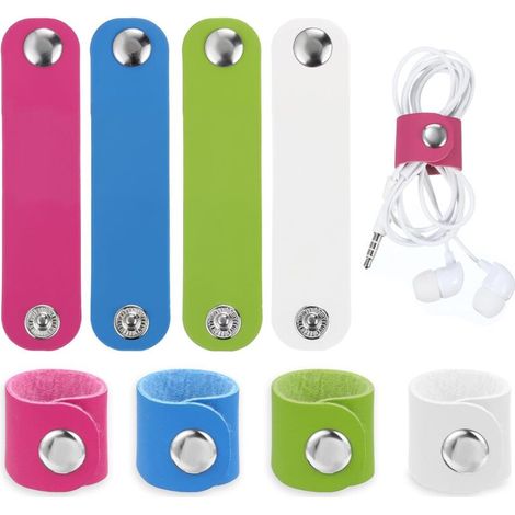 8Pcs organiseurs de cordon en cuir, enrouleurs portables, organisateur réutilisable de téléphone portable (1/5)