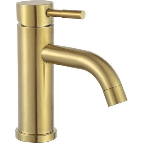 Badarmatur, Waschbeckenarmatur-Installation, Einhebel-Waschtischarmatur-Bürste, Edelstahl, Gold (16 cm)