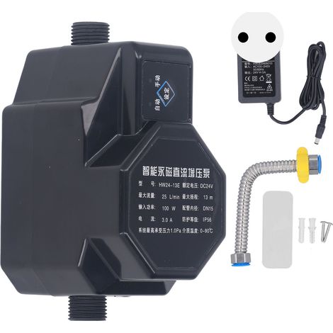 Pompe automatique de surpression d'eau 24V 100W, avec commande par bouton, prise EU 100-240V. (1/5)