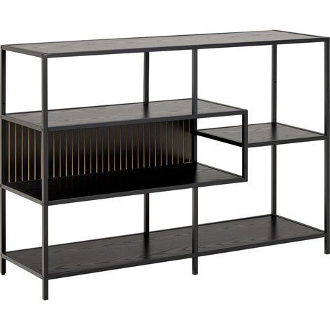 Estantería Norsica Sevferi 191, Cenizas negro + Negro, Abierto, Metal, MDF, Número de puertas: 0, Número de cajones: 0, 78x114x35cm (1/5)