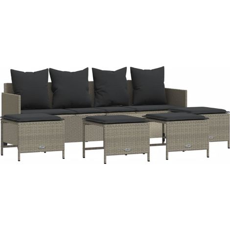 Maison Exclusive - Set de sofás jardín y cojines 5 pzas ratán sin (1/5)